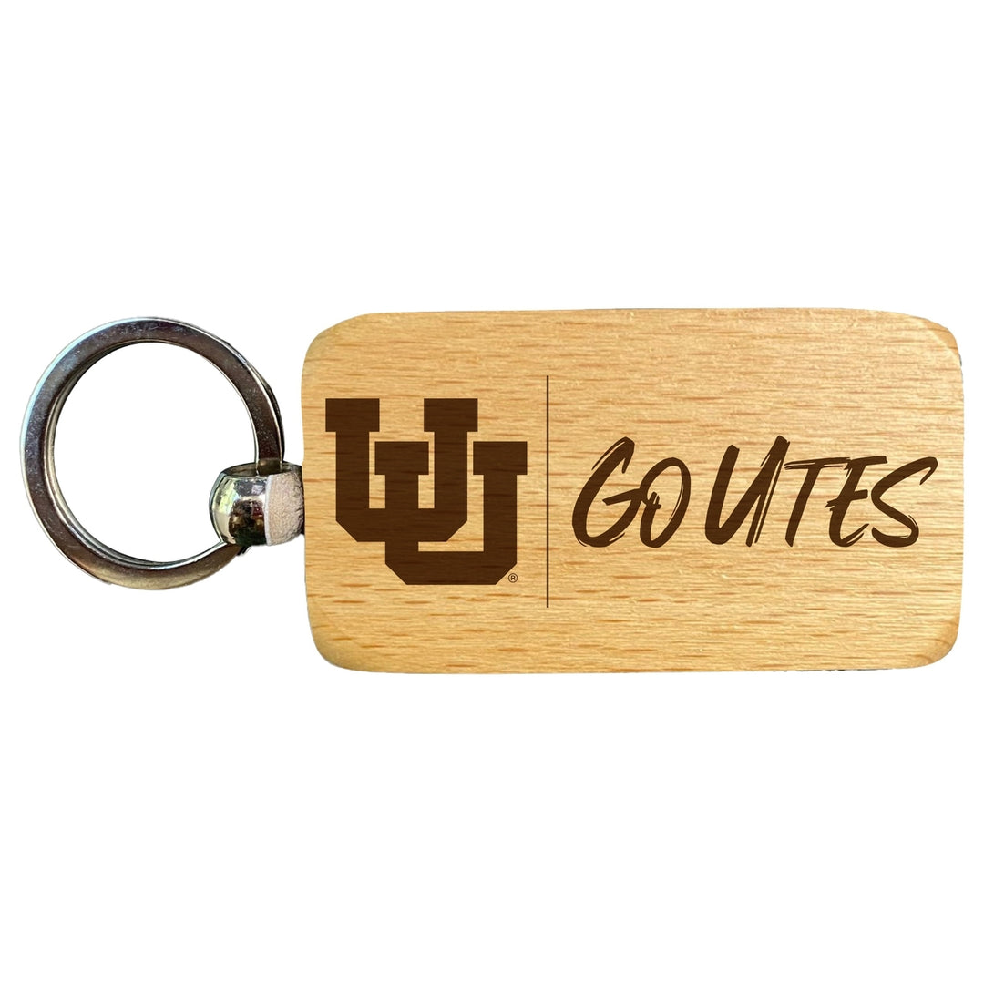 Utah Utes 2.5 x 1-Inch Engraved Wooden Keychain Officially Licensed Collegiate Product Image 1