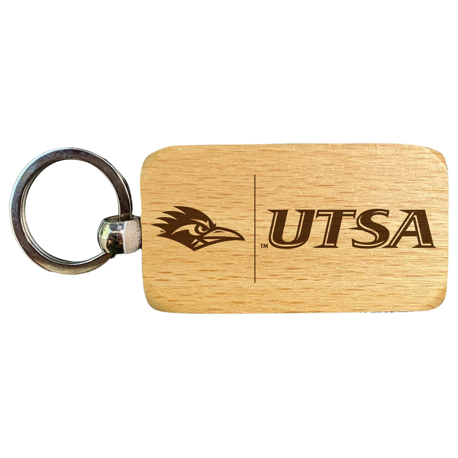 UTSA Road Runners 2.5 x 1-Inch Engraved Wooden Keychain Officially Licensed Collegiate Product Image 1