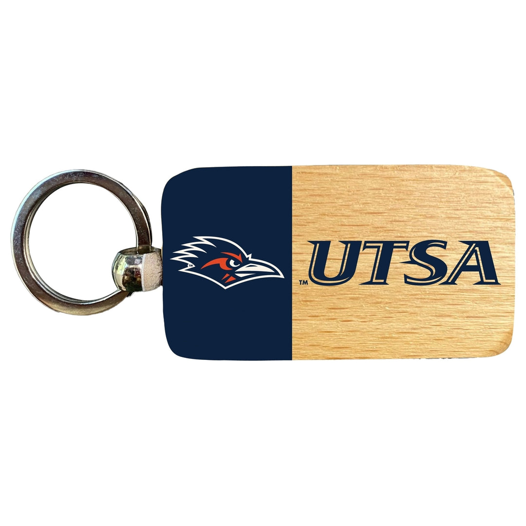 UTSA Road Runners 2.5 x 1-Inch Wooden Keychain Officially Licensed Collegiate Product Image 1