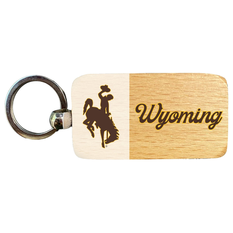 University of Wyoming 2.5 x 1-Inch Wooden Keychain Officially Licensed Collegiate Product Image 1