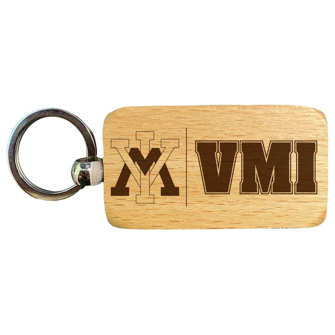 VMI Keydets 2.5 x 1-Inch Engraved Wooden Keychain Officially Licensed Collegiate Product Image 1