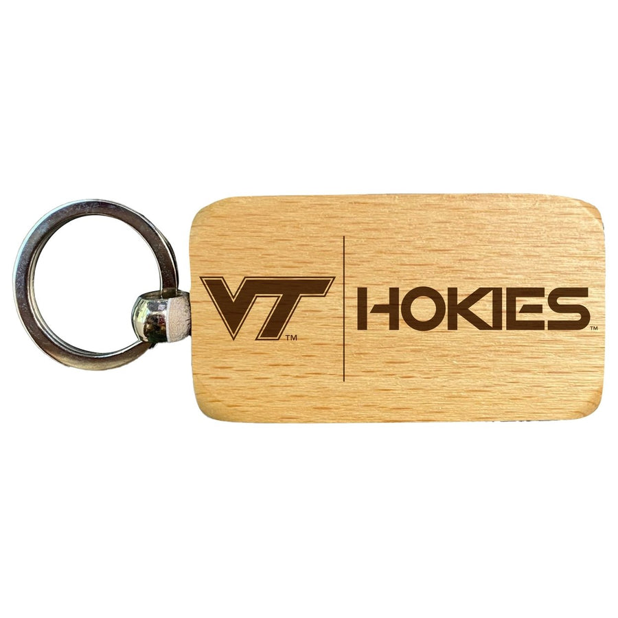 Virginia Tech Hokies 2.5 x 1-Inch Engraved Wooden Keychain Officially Licensed Collegiate Product Image 1