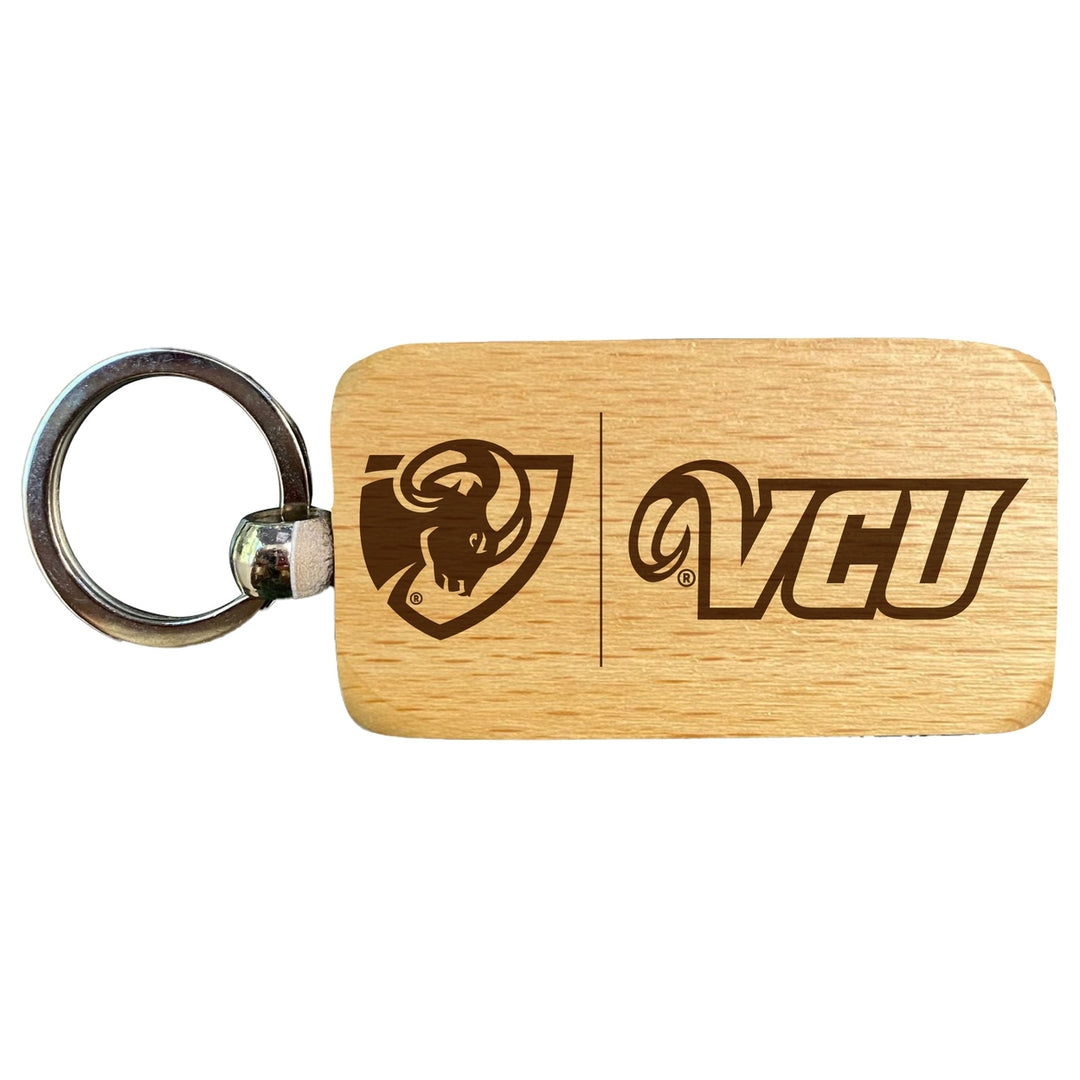 Virginia Commonwealth 2.5 x 1-Inch Engraved Wooden Keychain Officially Licensed Collegiate Product Image 1