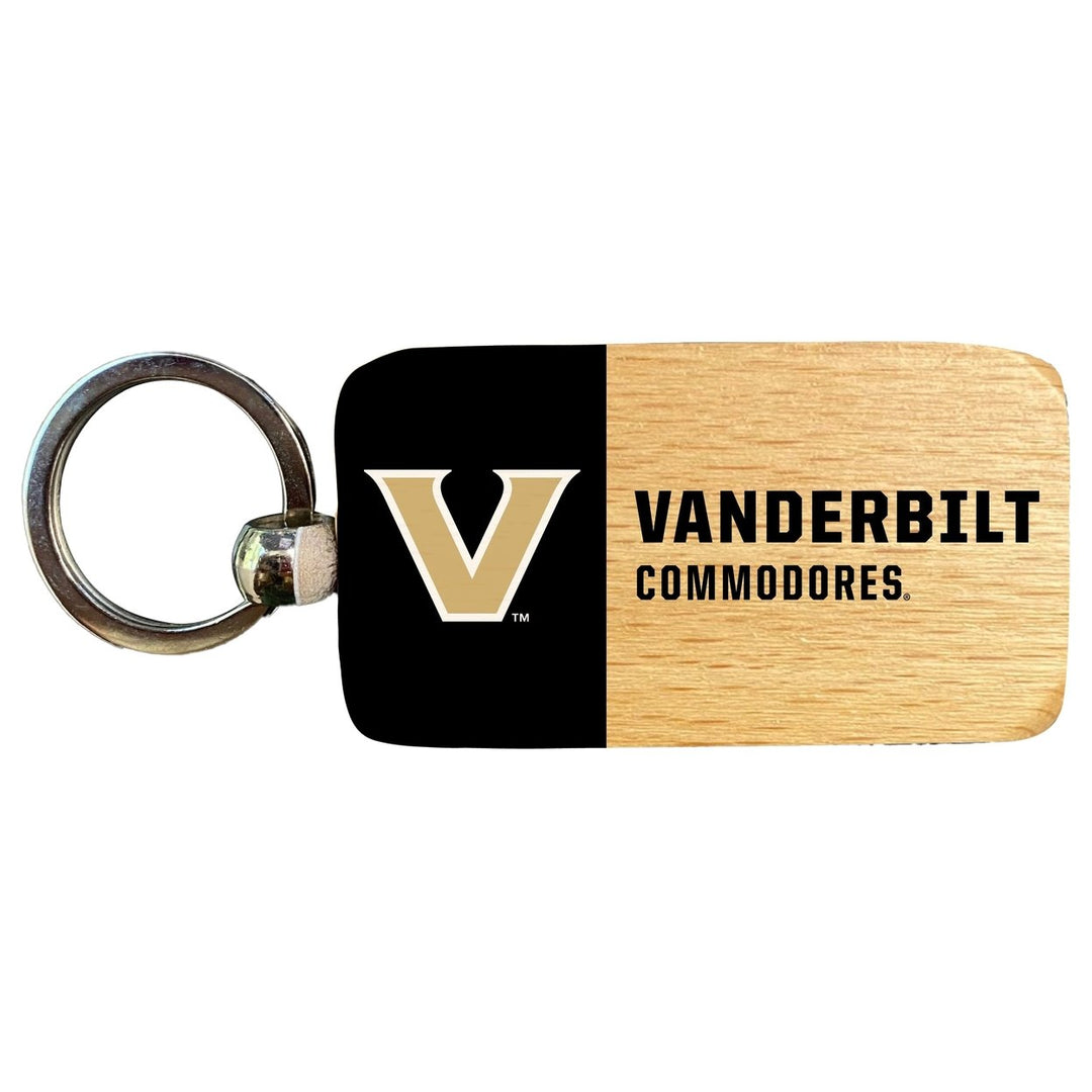 Vanderbilt University 2.5 x 1-Inch Wooden Keychain Officially Licensed Collegiate Product Image 1