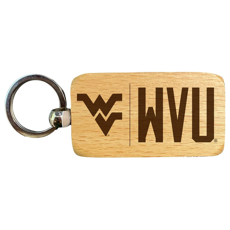 West Virginia Mountaineers 2.5 x 1-Inch Engraved Wooden Keychain Officially Licensed Collegiate Product Image 1