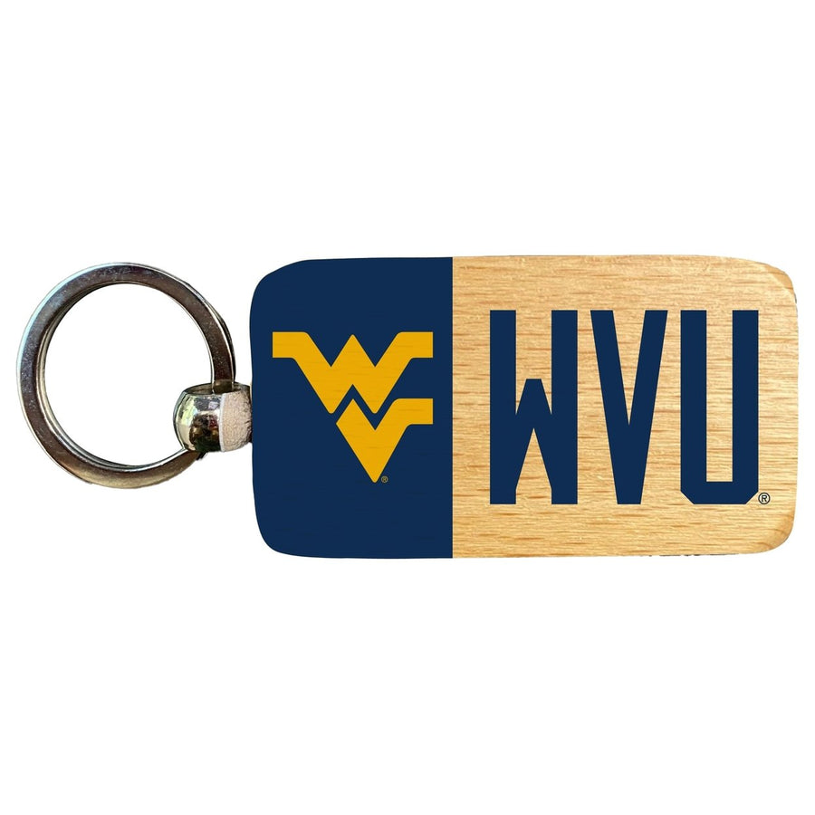 West Virginia Mountaineers 2.5 x 1-Inch Wooden Keychain Officially Licensed Collegiate Product Image 1