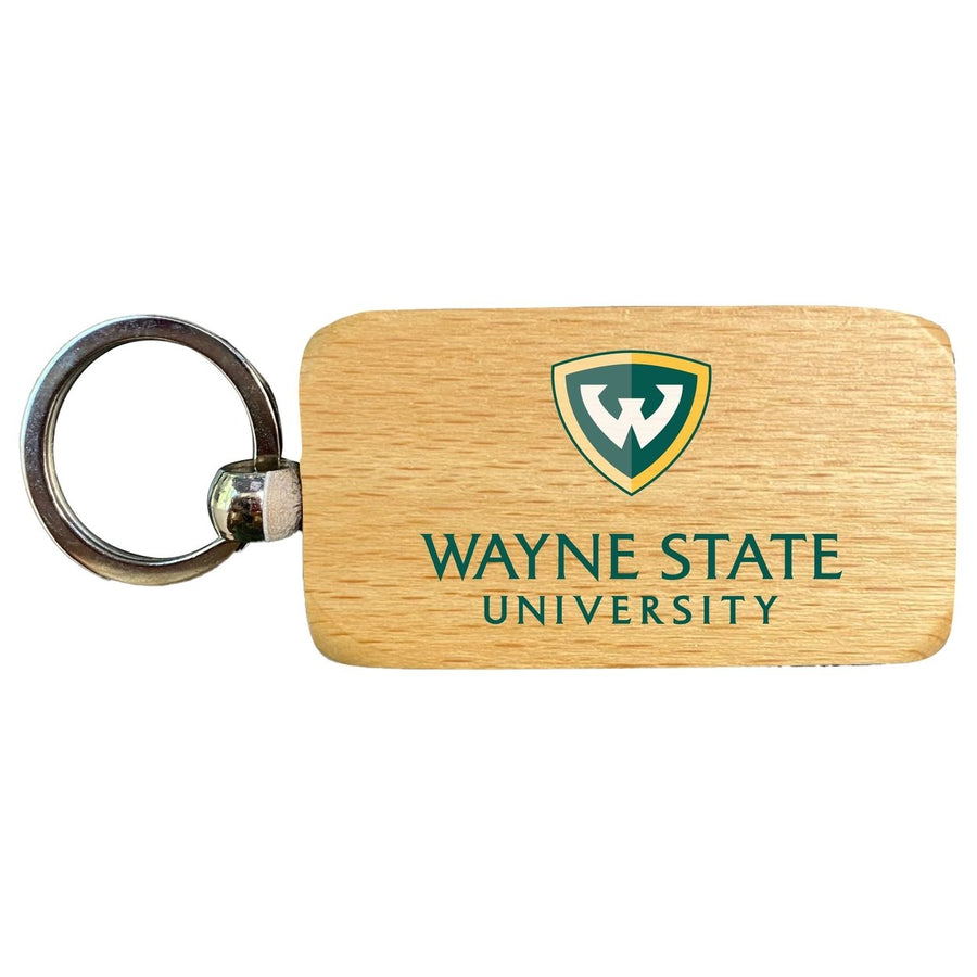 Wayne State 2.5 x 1-Inch Wooden Keychain Officially Licensed Collegiate Product Image 1