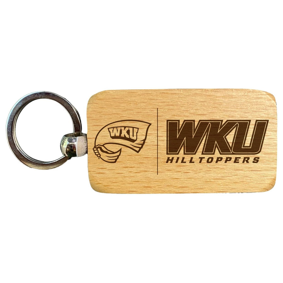 Western Kentucky Hilltoppers 2.5 x 1-Inch Engraved Wooden Keychain Officially Licensed Collegiate Product Image 1