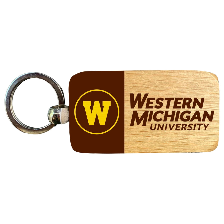 Western Michigan University 2.5 x 1-Inch Wooden Keychain Officially Licensed Collegiate Product Image 1