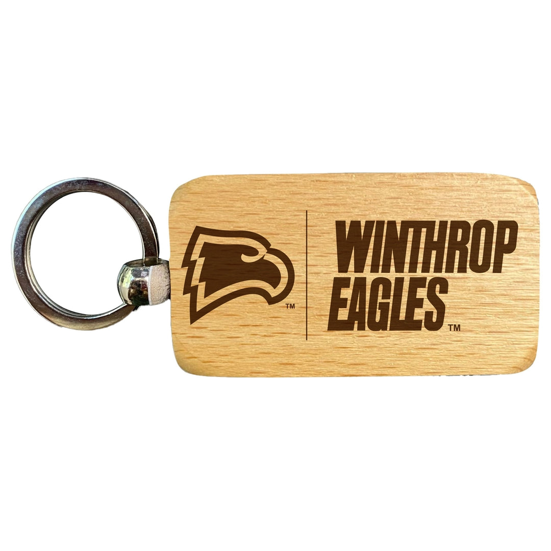 Winthrop University 2.5 x 1-Inch Engraved Wooden Keychain Officially Licensed Collegiate Product Image 1