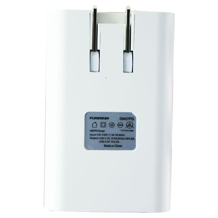 PureGear LightSpeed 30W Dual USB-A/USB-C Port Wall Charger - White Image 2