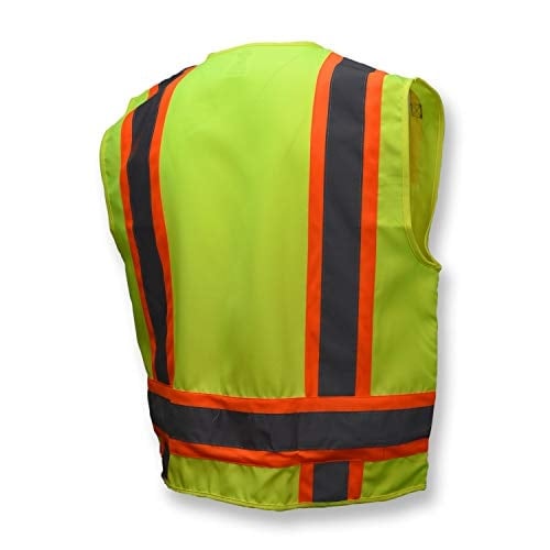 Radians SV62 Safety Vest Class 2 Two Tone Solid Twill Orange Large Hi Vis Green Image 2