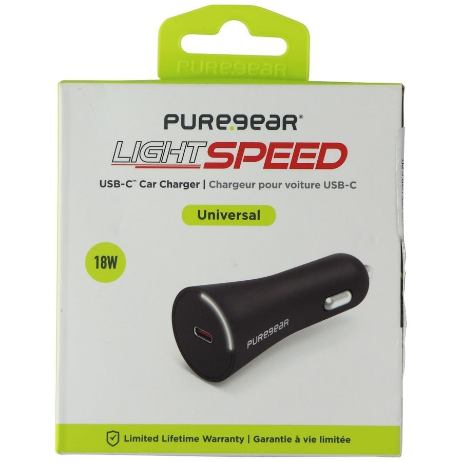 PureGear LightSpeed (18-Watt) USB-C Car Charger - Black (62809PG) Image 1