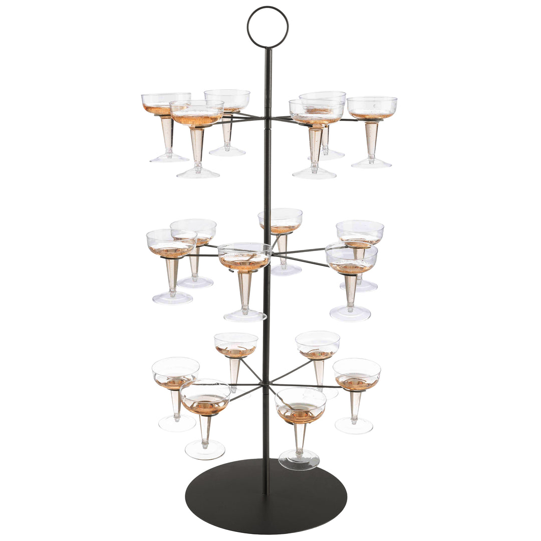 Lavish Home 3-Tier Champagne Tower Black Iron Drink Stand Holds 18 Glasses Image 1