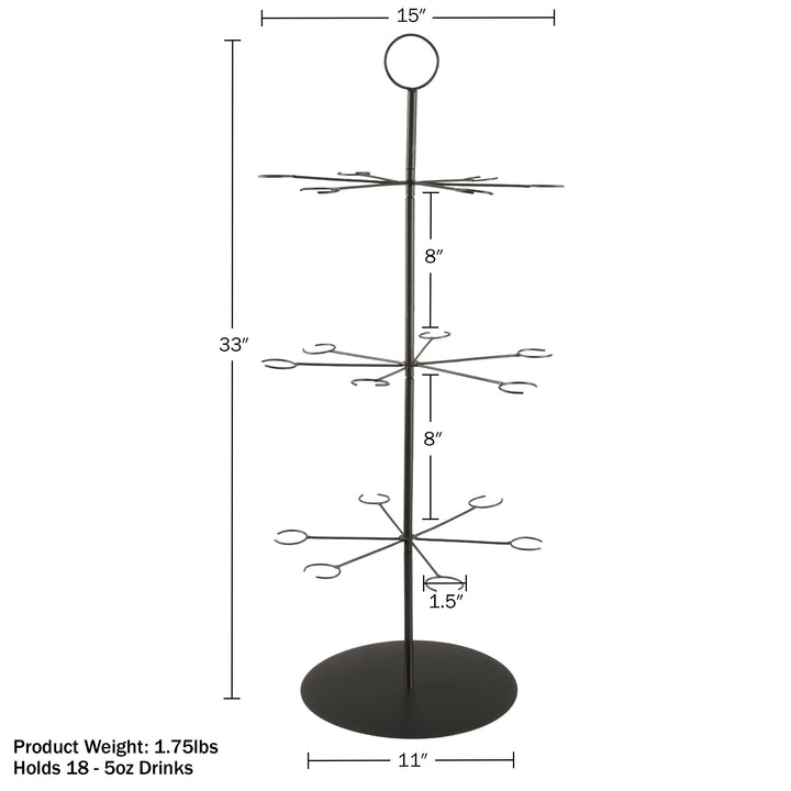 Lavish Home 3-Tier Champagne Tower Black Iron Drink Stand Holds 18 Glasses Image 2