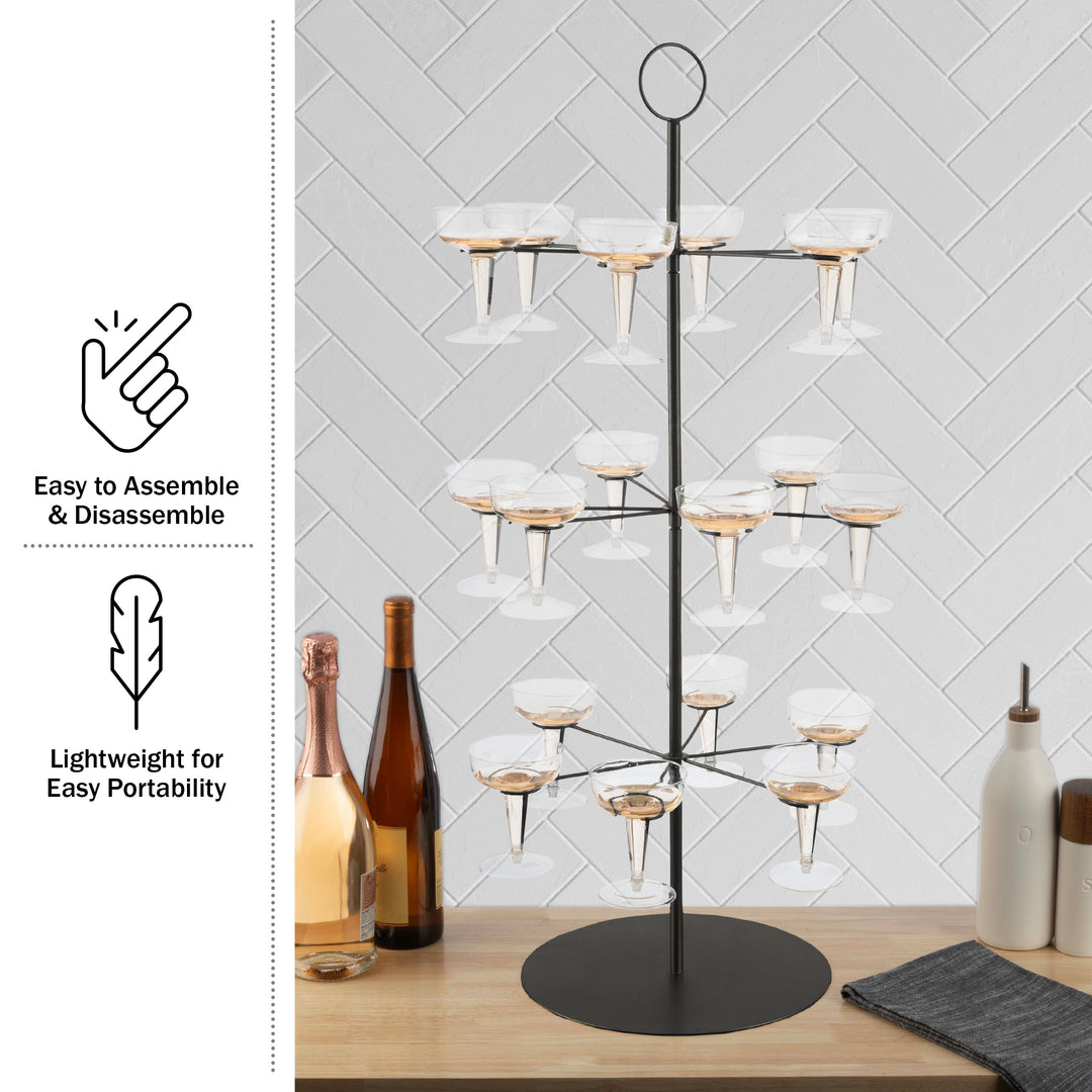 Lavish Home 3-Tier Champagne Tower Black Iron Drink Stand Holds 18 Glasses Image 3