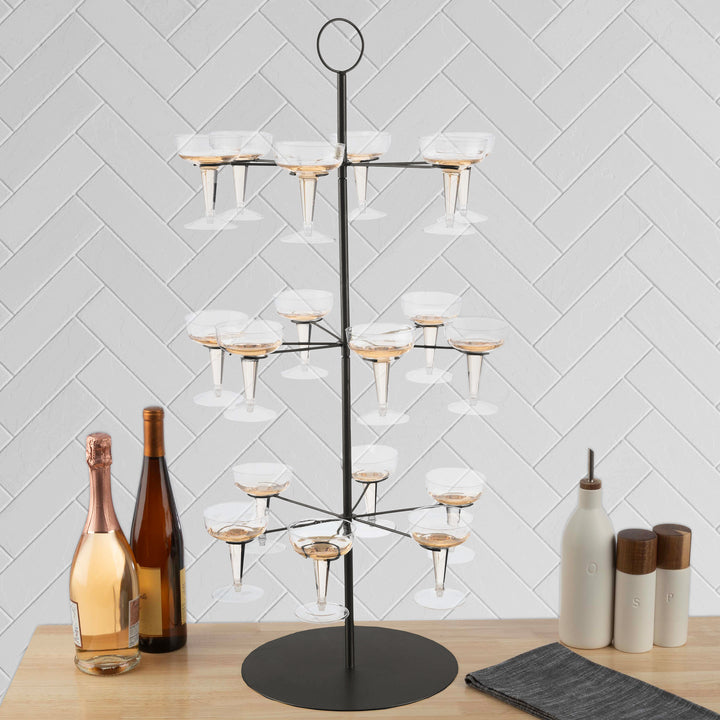 Lavish Home 3-Tier Champagne Tower Black Iron Drink Stand Holds 18 Glasses Image 7