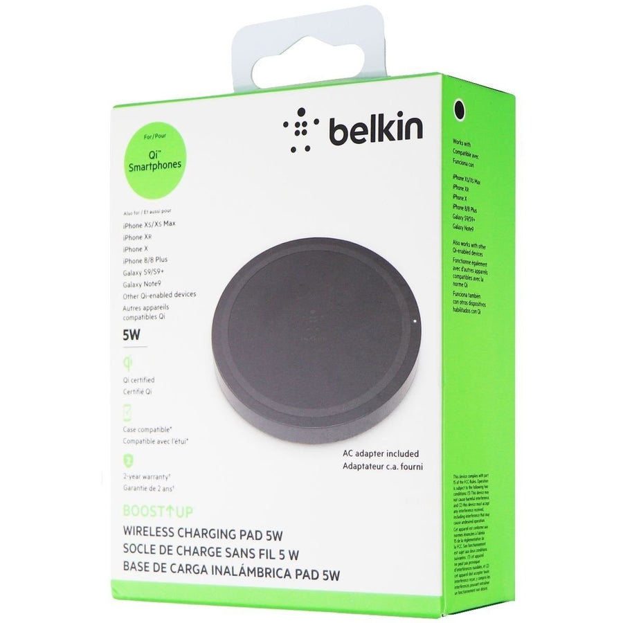 Belkin 5W Wireless Charging Pad for Qi Devices like iPhone and for AirPods - Black Image 1