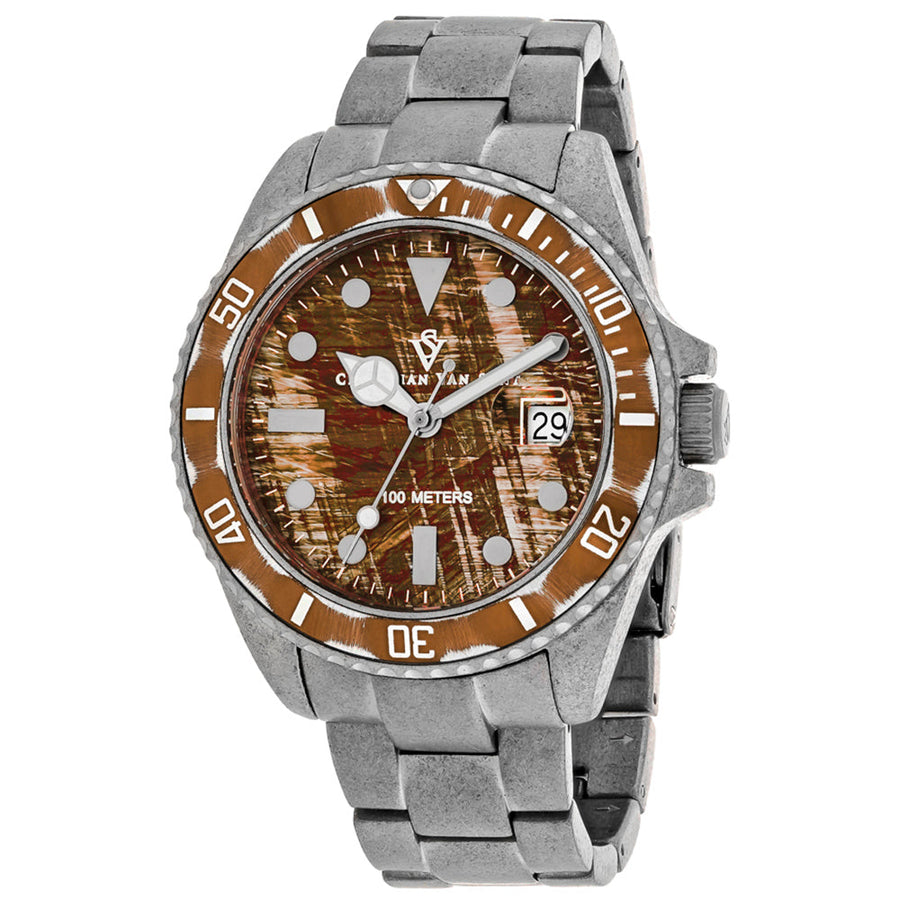 Christian Van Sant Mens Brown Dial Watch CV5101 Distressed Stainless Steel 10 ATM Image 1