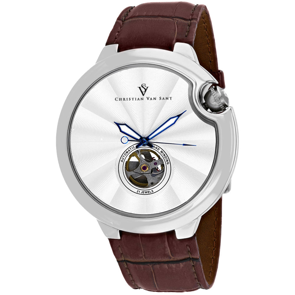 Christian Van Sant Cyclone Automatic Silver Dial Mens Watch CV0141 Stainless Steel Image 1