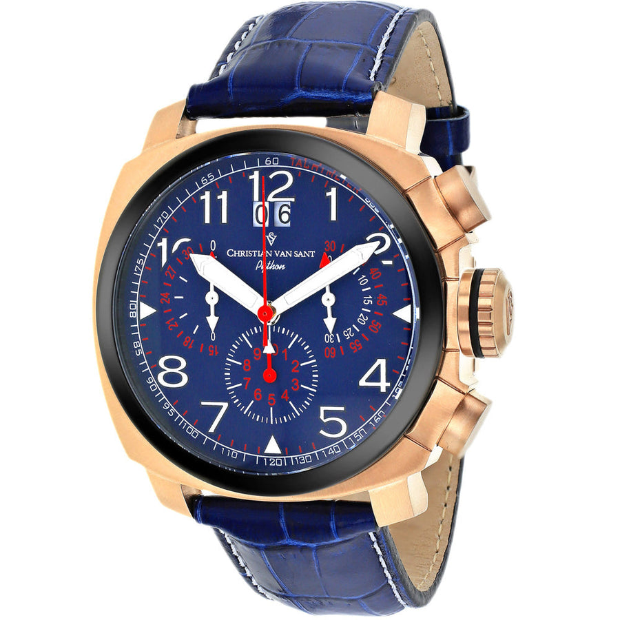 Christian Van Sant Grand Python Blue Dial Watch CV3AU5 Stainless Steel Leather Image 1