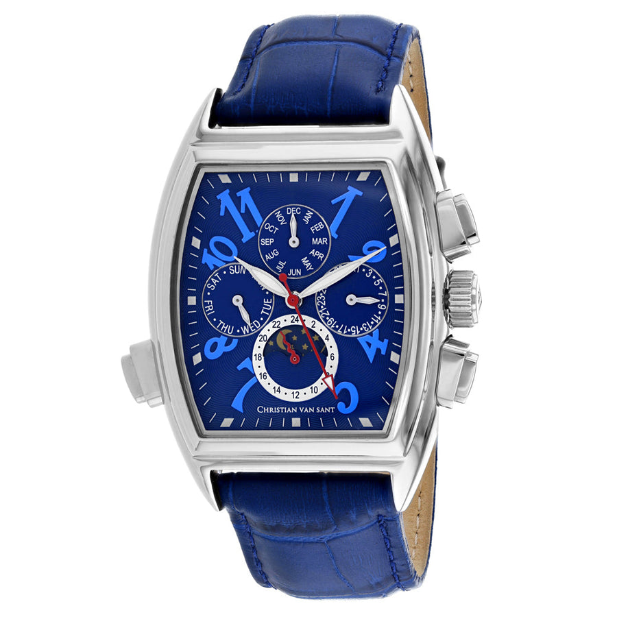 Christian Van Sant Mens Grandeur Automatic Blue Dial Watch CV2135 Stainless Steel Image 1