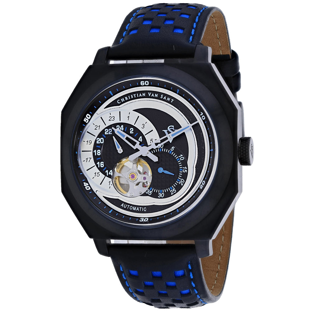 Christian Van Sant Mens Machina Black Dial Automatic Watch CV0564 Stainless Steel Image 1