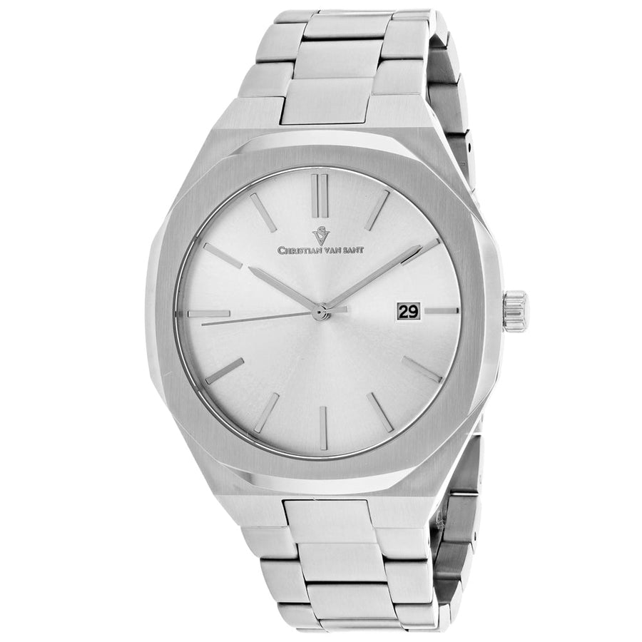 Christian Van Sant Mens Octavius Slim Silver Dial Watch CV0521 Stainless Steel Image 1