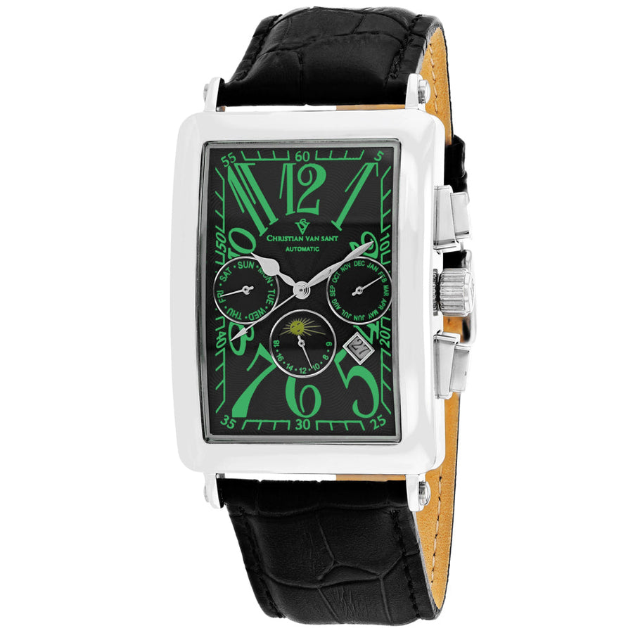 Christian Van Sant Mens Prodigy Black Dial Automatic Watch CV9136 Leather Strap Image 1