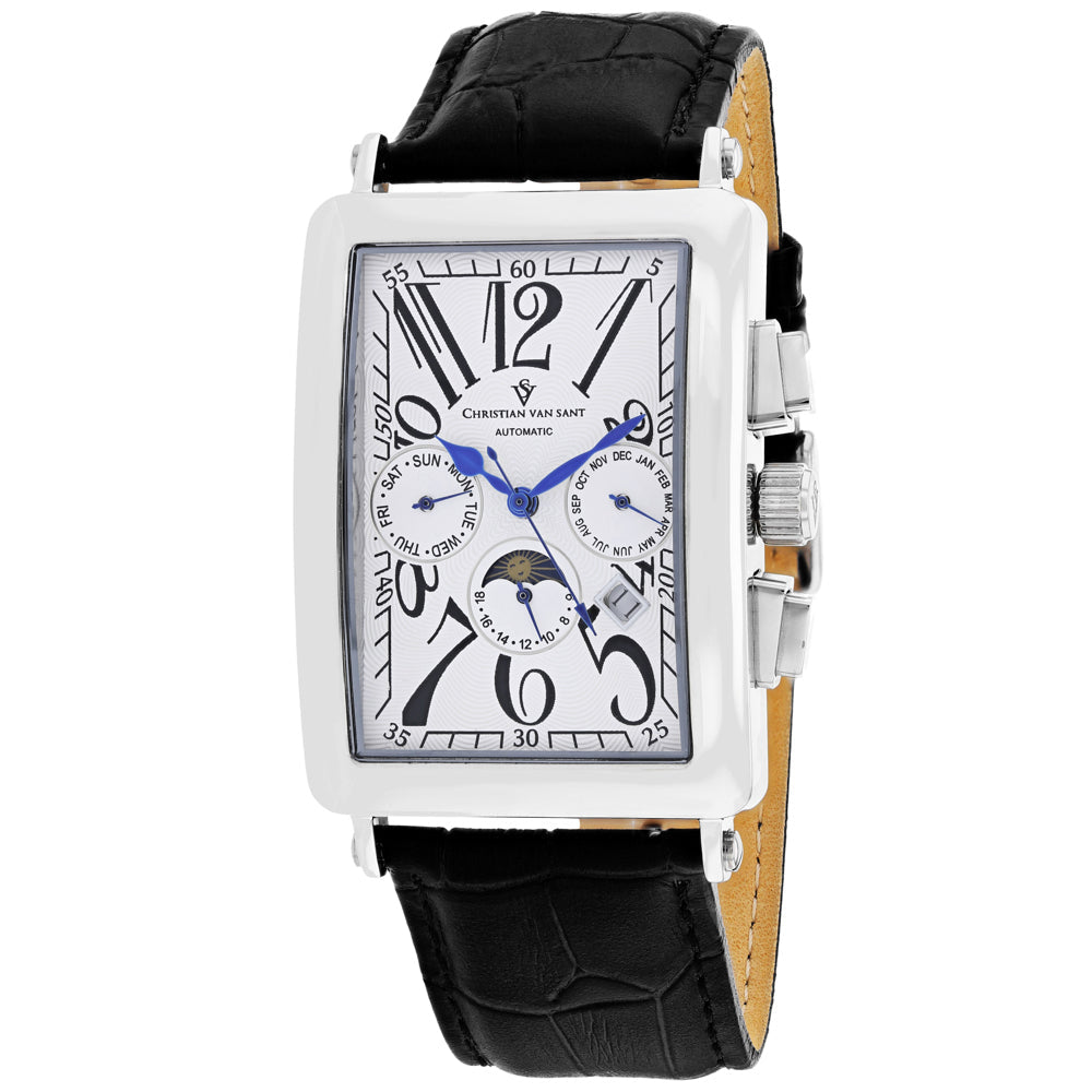 Christian Van Sant Prodigy White Dial Automatic Watch CV9131 Stainless Steel Leather Strap Image 1