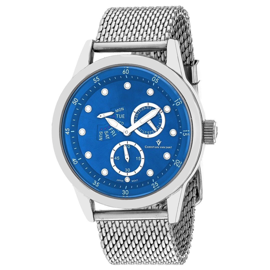 Christian Van Sant Mens Watch CV8717 Blue Dial Stainless Steel Water Resistant Image 1