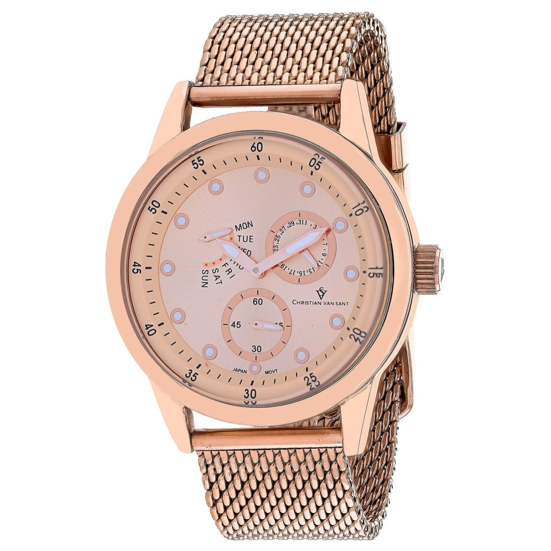 Christian Van Sant Rio Mens Rose Gold Dial Watch CV8719 Stainless Steel 3 ATM Image 1