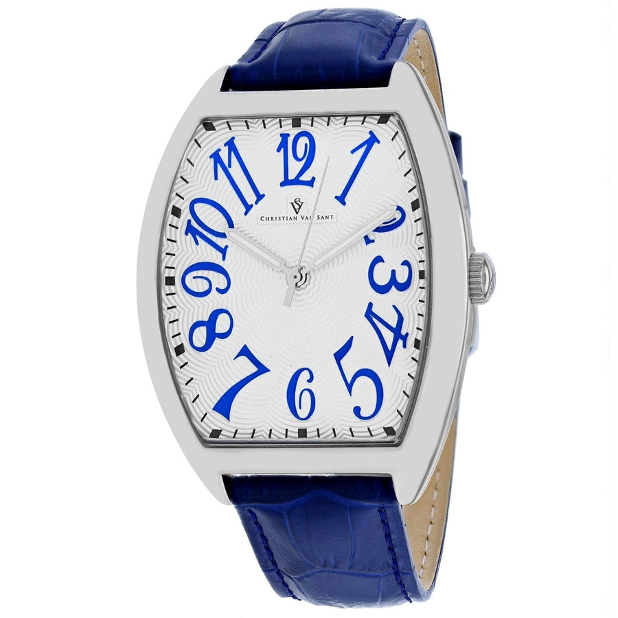 Christian Van Sant Royalty II White Dial Mens Watch CV0371 Stainless Steel Leather Image 1