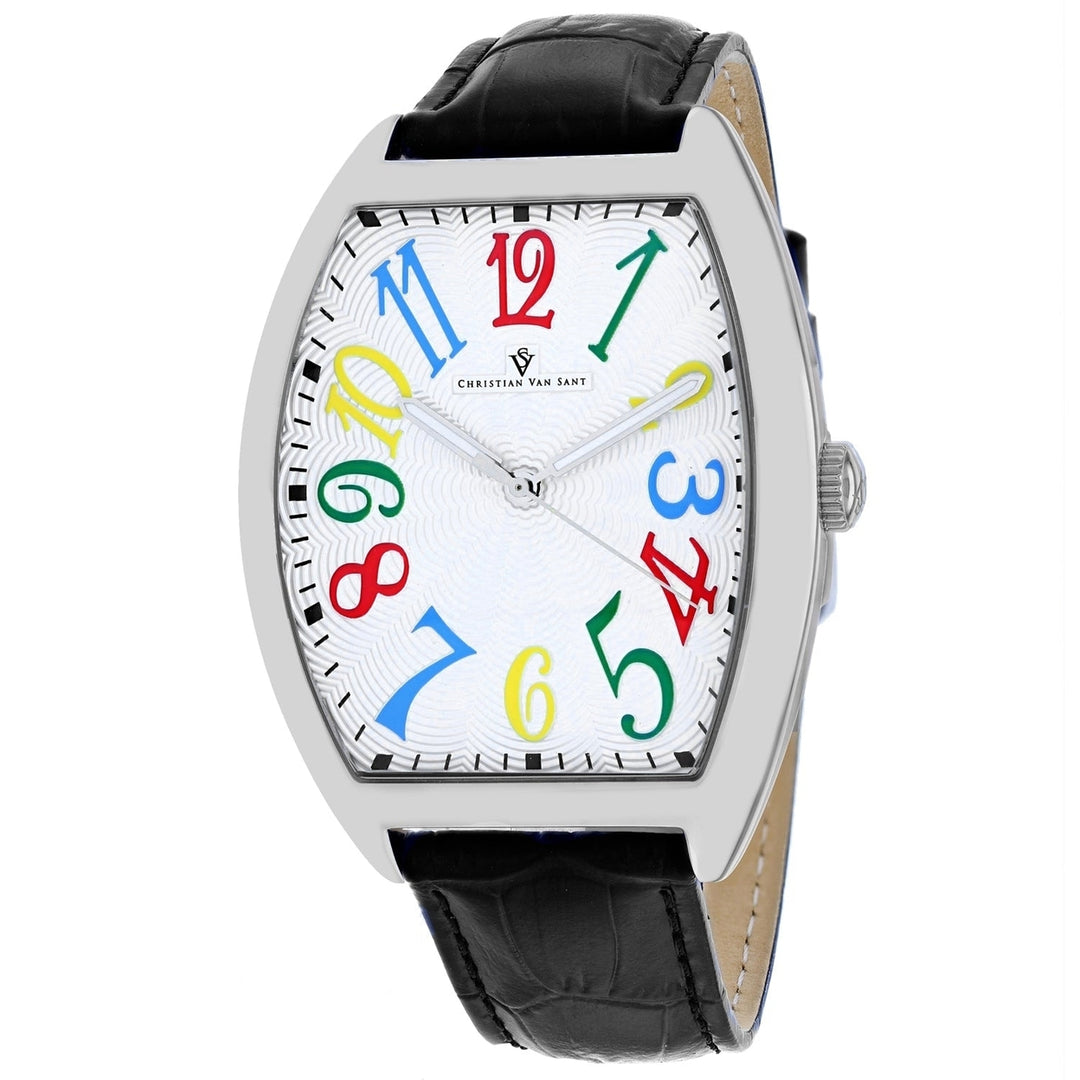 Christian Van Sant Mens Royalty II White Dial Quartz Watch CV0379 Stainless Steel Image 1