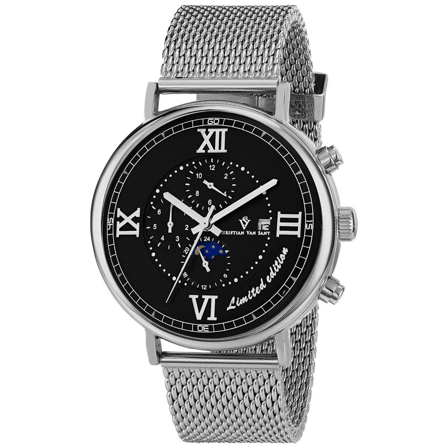 Christian Van Sant Mens Black Dial Automatic Watch Stainless Steel CV1151 Image 1