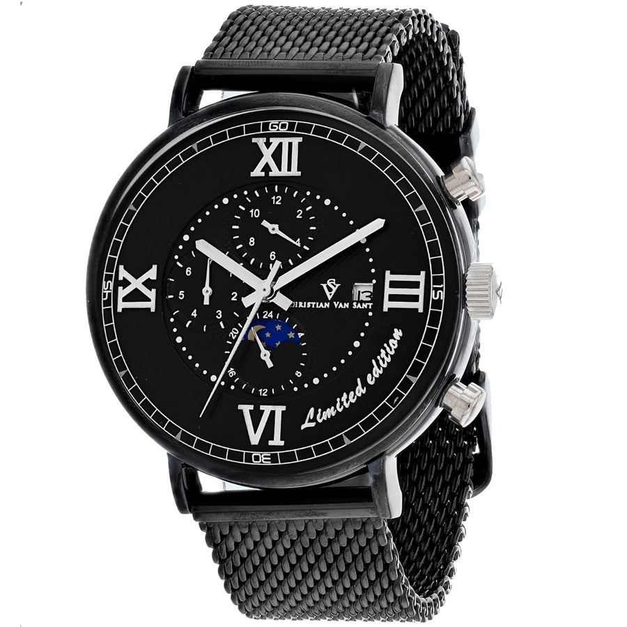 Christian Van Sant Mens Black Dial Watch CV1159 Stainless Steel Automatic Image 1