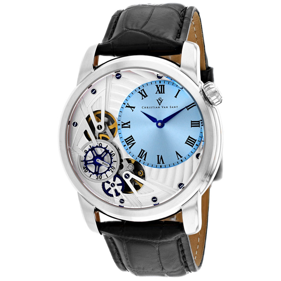 Christian Van Sant Mens Sprocket Blue Dial Auto-Quartz Watch CV1543 Leather Strap Image 1