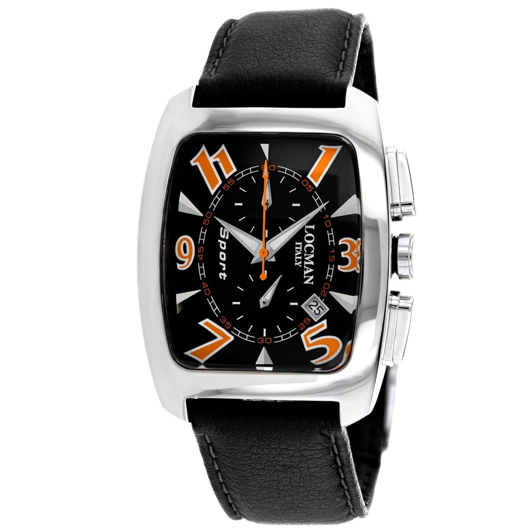 Locman Classic Black Dial Mens Watch Titanium Leather Strap 484BKNOR Quartz Image 1