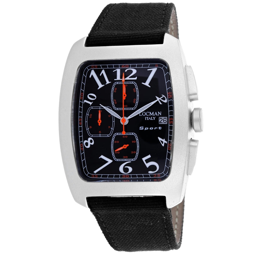 Locman Mens Black Dial Quartz Watch 487BK Aluminium Case Leather Strap Water Resistant Image 1