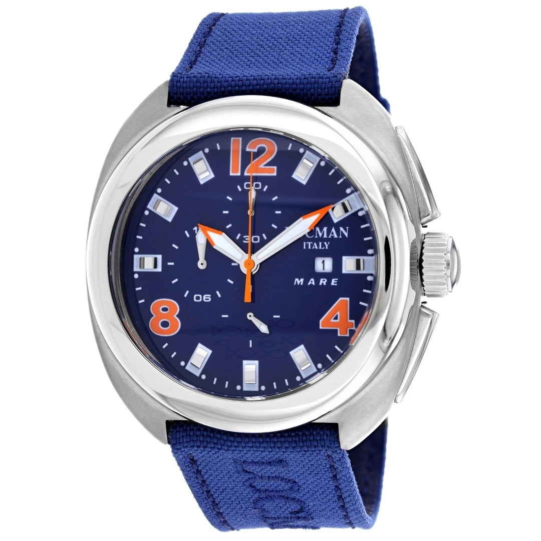 Locman Mens Blue Dial Titanium Watch 130BL Leather Strap Quartz 10ATM Water Resistant Image 1