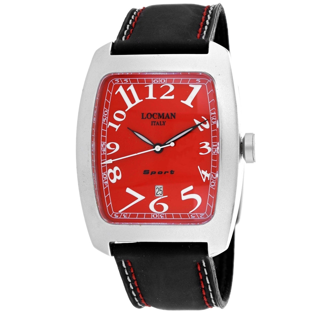 Locman Mens Red Dial Watch Aluminium Case Quartz Leather Strap Model 486RB Image 1