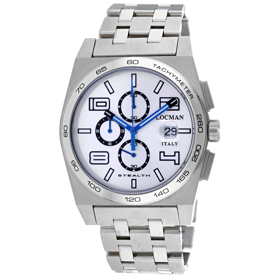 Locman Mens Classic Silver Dial Watch - 209BSLBLST Image 1