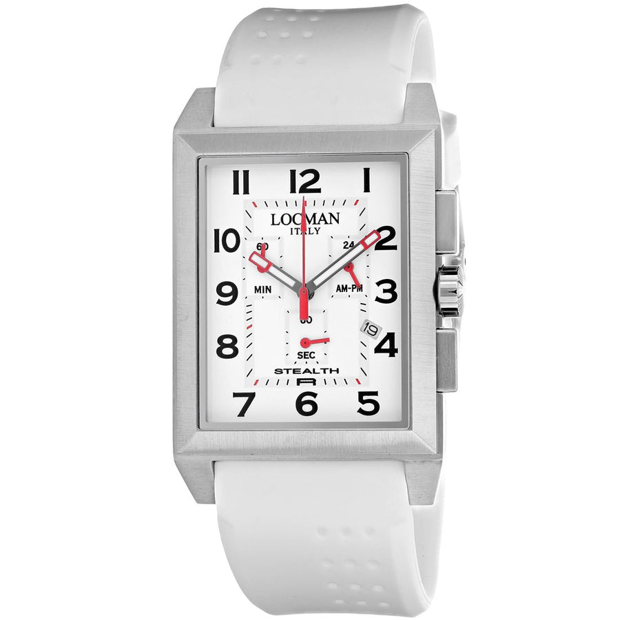 Locman Mens Classic White Dial Quartz Watch 242WH2BK/WH Stainless Steel Silicone Image 1