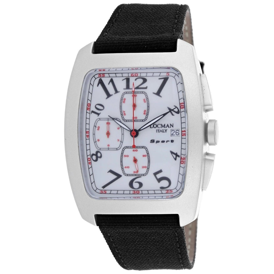 Locman Mens Classic White Dial Quartz Watch 487AG Aluminium Leather Strap Image 1