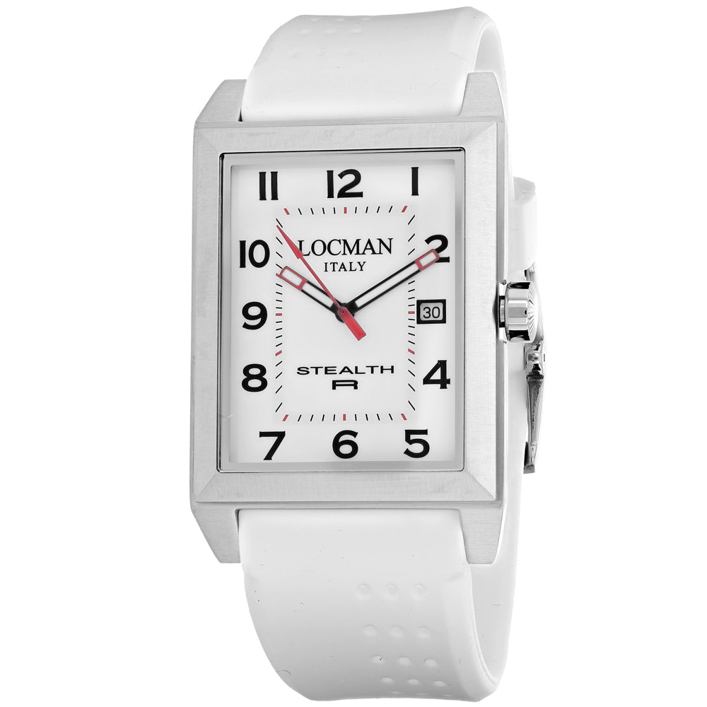 Locman Mens Stealth Titanium Watch 240WH2WH White Dial Silicone Strap 5 ATM Image 1