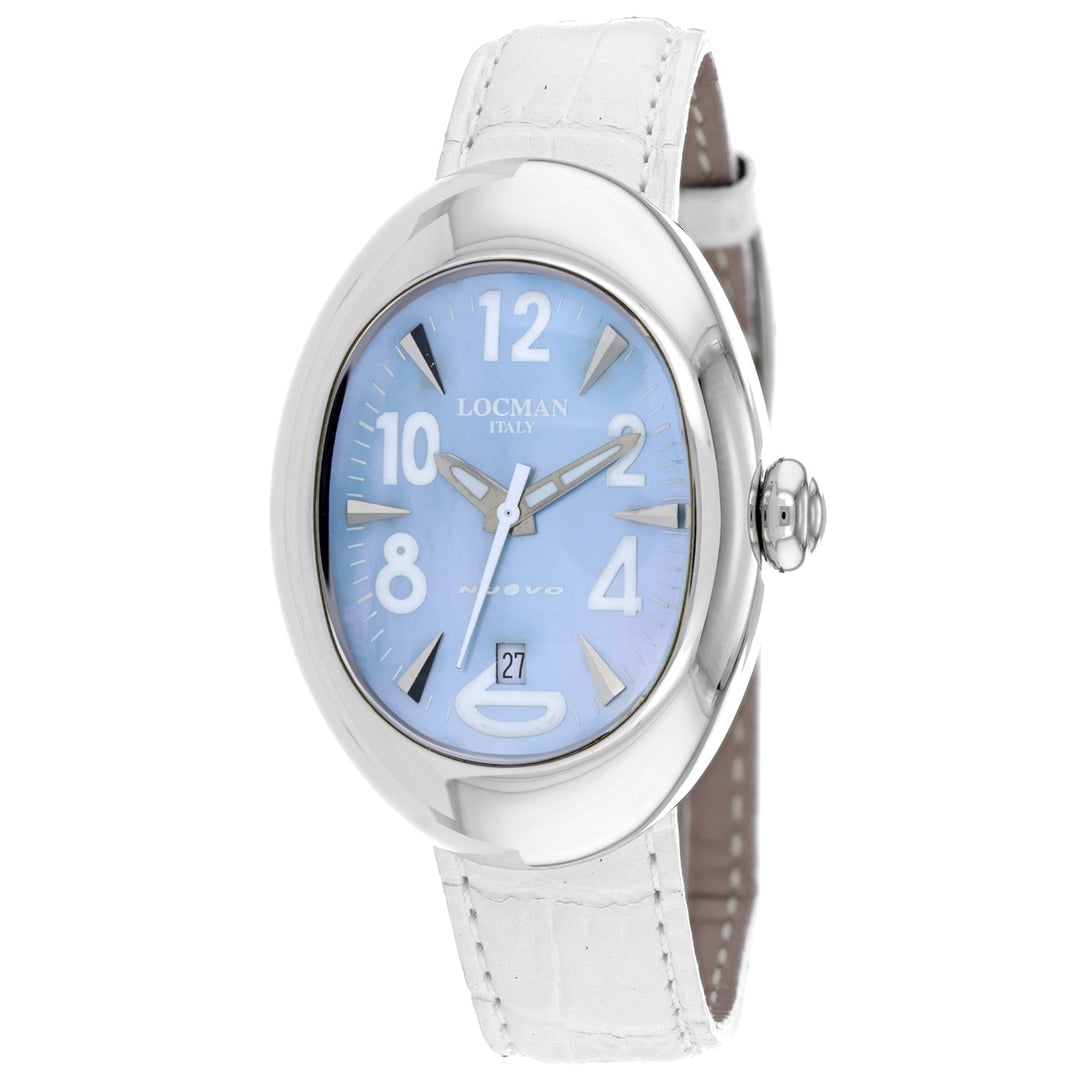 Locman Womens Classic Blue Dial Quartz Watch 2000MS Stainless Steel Leather Strap Image 1