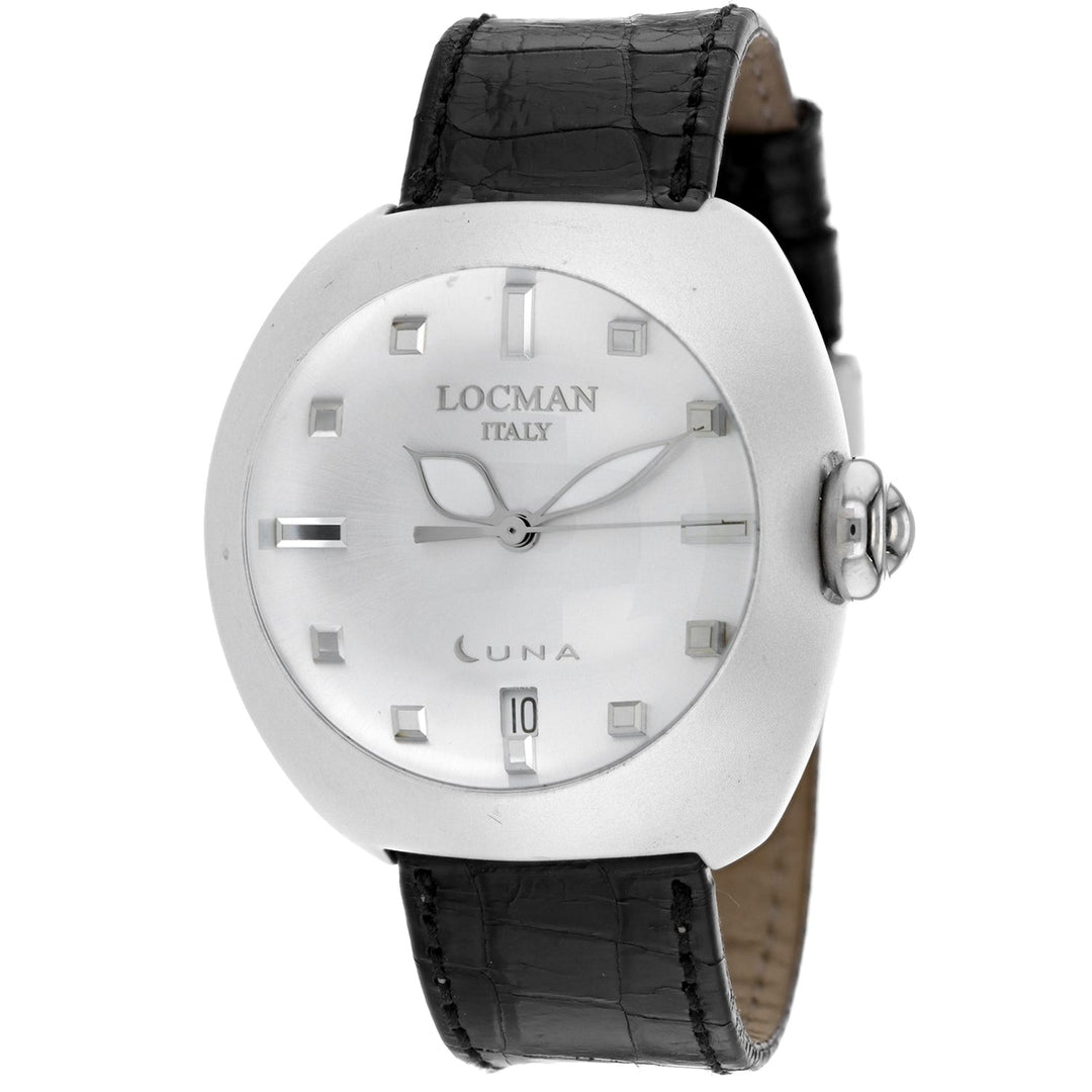 Locman Womens Silver Dial Quartz Watch 4100SK Aluminium Case Leather Strap Image 1