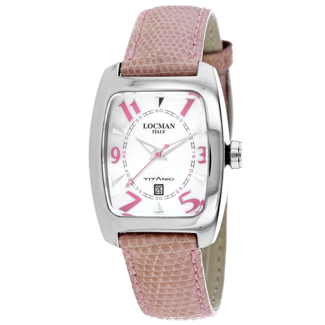 Locman Womens Classic White Dial Titanium Watch 483MWNPK Leather Strap Waterproof Image 1