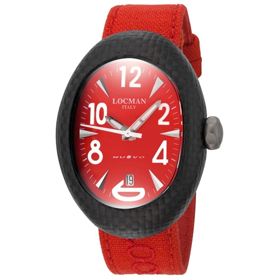 Locman Womens Nuovo Carbonio Red Dial Watch 103RDCRBQ Stainless Steel Silicone Strap Image 1