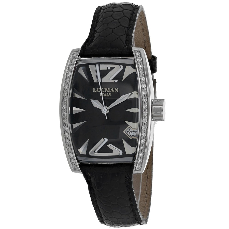 Locman Womens Panorama Watch Black Dial Stainless Steel Leather Strap 151BKD Image 1